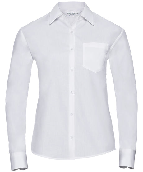 Russell Women'S Long Sleeve 100% Cotton Poplin Shirt