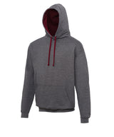 AWDis Varsity Hoodie Unisex - Charcoal/Burgundy / S / hoodie - Hoodies
