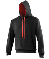 AWDis Varsity Hoodie Unisex - Jet Black/Fire Red / XS / hoodie - Hoodies