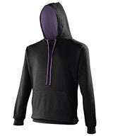 AWDis Varsity Hoodie Unisex - Jet Black/Purple / XS / hoodie - Hoodies