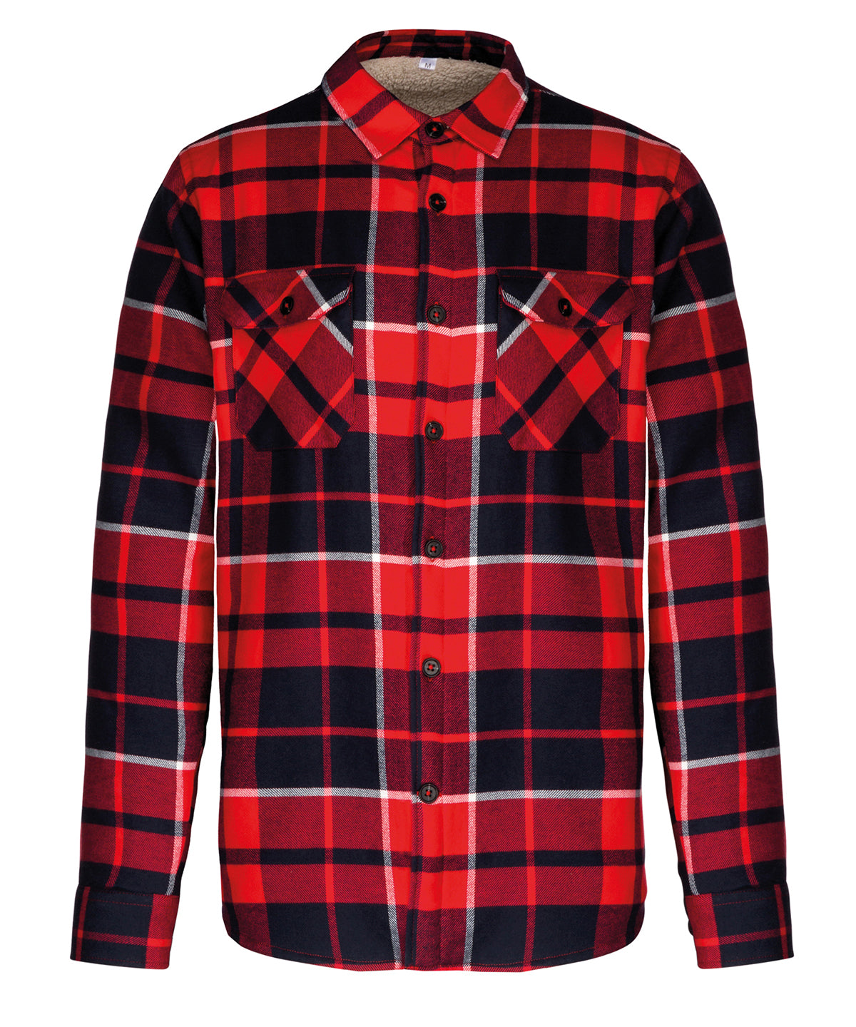 Kariban Sherpa-lined checked shirt jacket