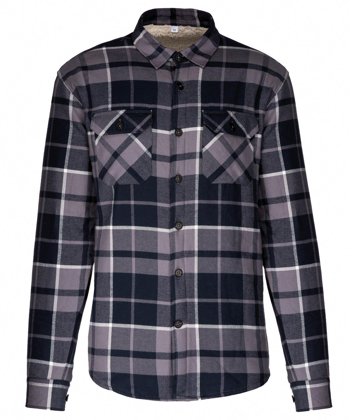 Kariban Sherpa-lined checked shirt jacket