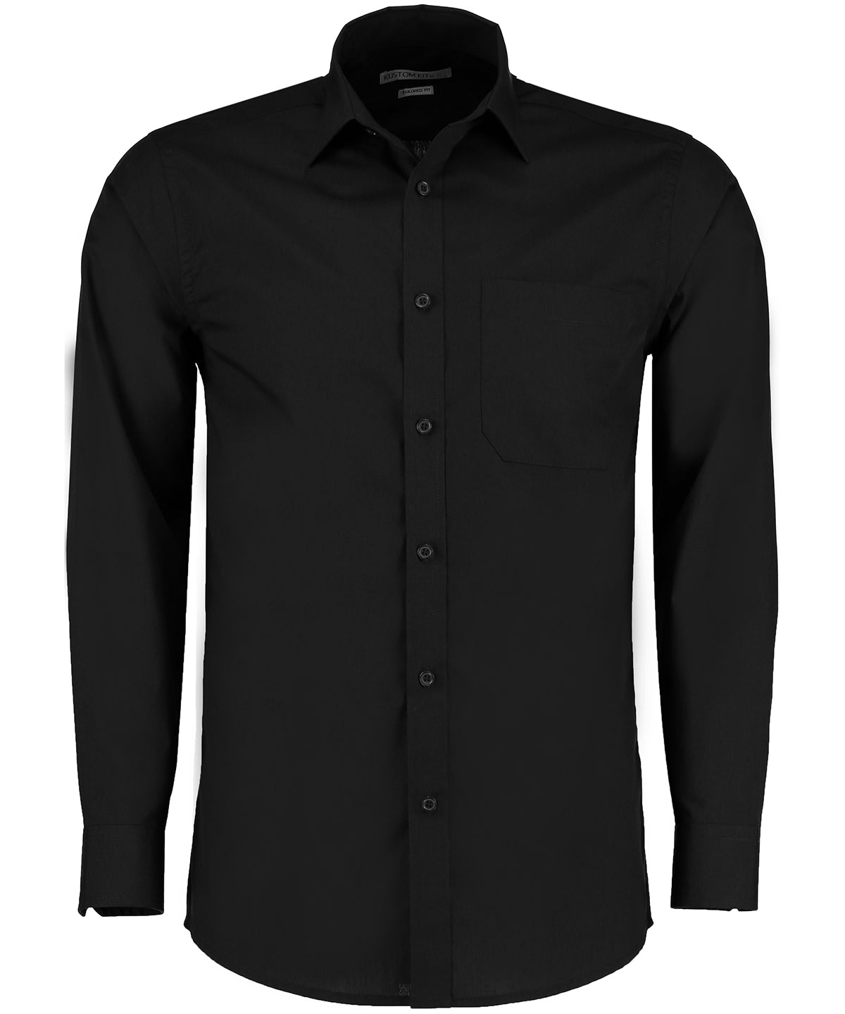 Kustom Kit Poplin shirt long-sleeved - Black / 13.5 - Shirts