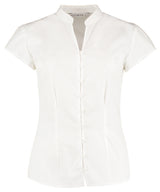 Kustom Kit Women's continental blouse mandarin collar cap sleeve