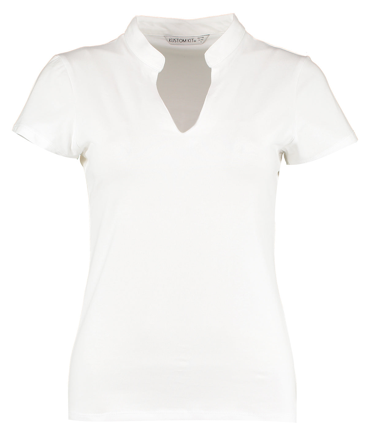 Kustom Kit Womens corporate short-sleeved top v-neck mandarin collar