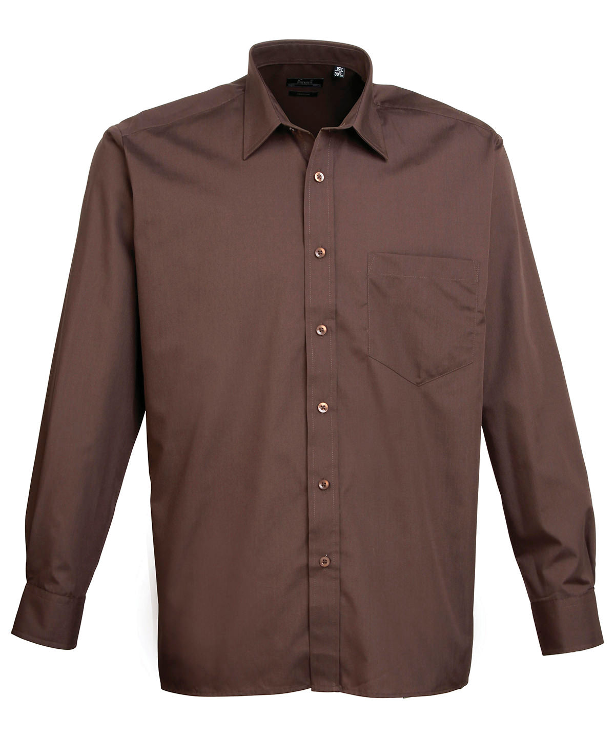 Premier Long sleeve poplin shirt Brown