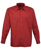 Premier Long sleeve poplin shirt Burgundy - 14.5 - Shirts