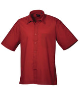 Premier Short sleeve poplin shirt Burgundy - 14.5 - Shirts