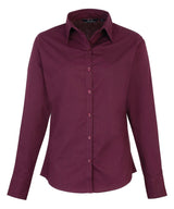 Premier Women’s poplin long sleeve blouse Aubergine - 6 - Blouses