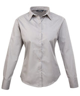 Premier Women’s poplin long sleeve blouse Silver - 6 - Blouses