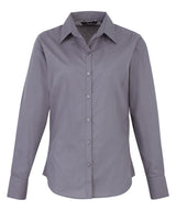 Premier Women’s poplin long sleeve blouse Steel - 6 - Blouses