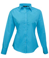 Premier Women’s poplin long sleeve blouse Turquoise - 6 - Blouses