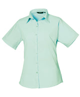 Premier Women’s short sleeve poplin blouse Aqua - 6 - Blouses