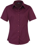 Premier Women’s short sleeve poplin blouse Aubergine - 6 - Blouses