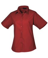 Premier Women’s short sleeve poplin blouse Burgundy - 6 - Blouses