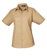 Premier Women’s short sleeve poplin blouse Khaki - 6 - Blouses