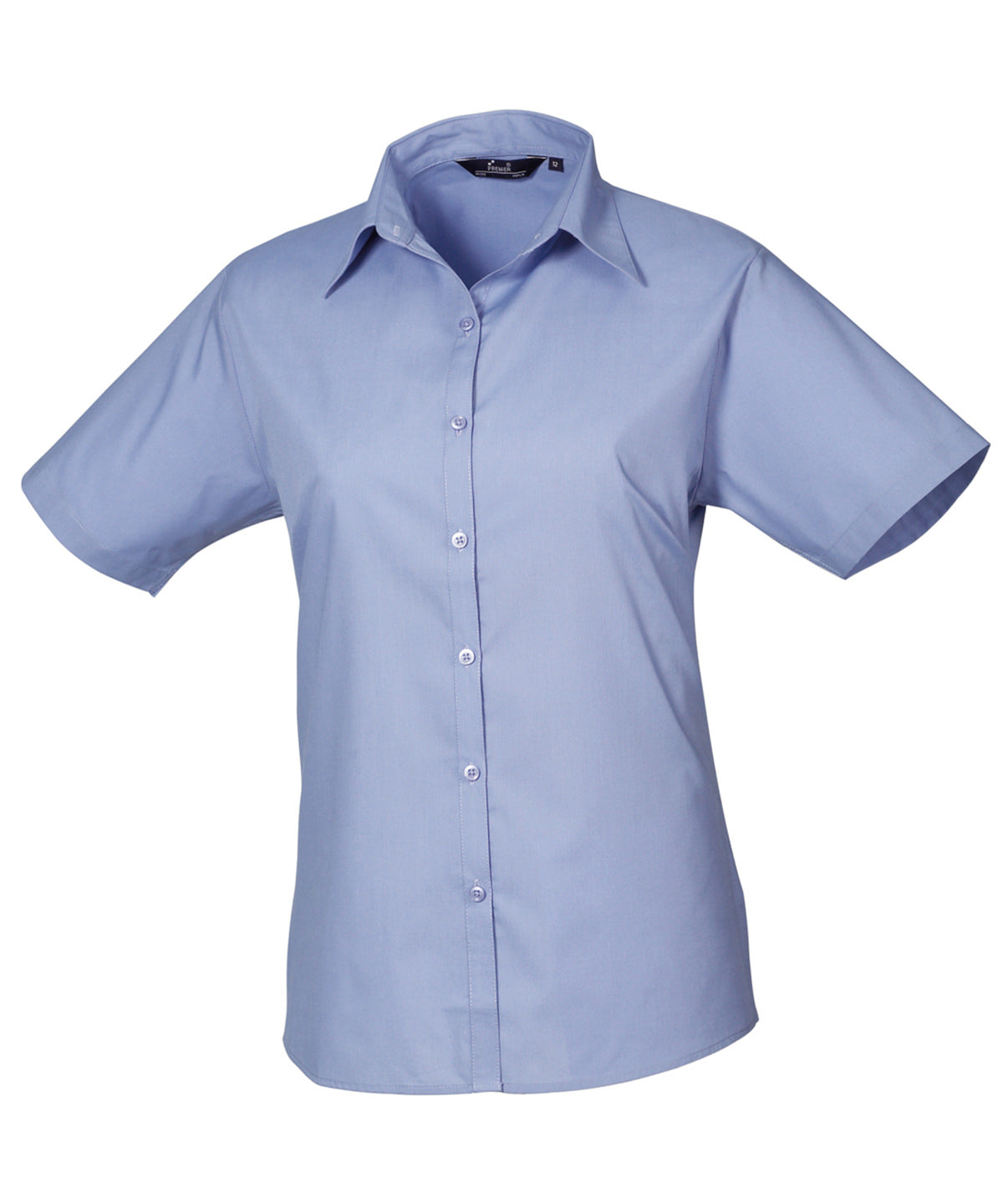 Premier Women's short sleeve poplin blouse Mid Blue