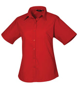 Premier Women’s short sleeve poplin blouse Red - 6 - Blouses
