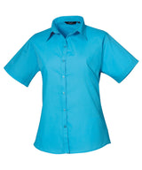 Premier Women’s short sleeve poplin blouse Turquoise - 6 - Blouses