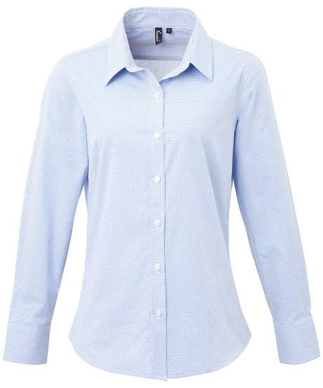 Premier Women's Microcheck  long sleeve cotton shirt