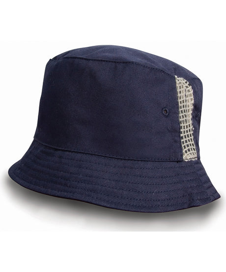 Result Deluxe washed cotton bucket hat with side mesh panels