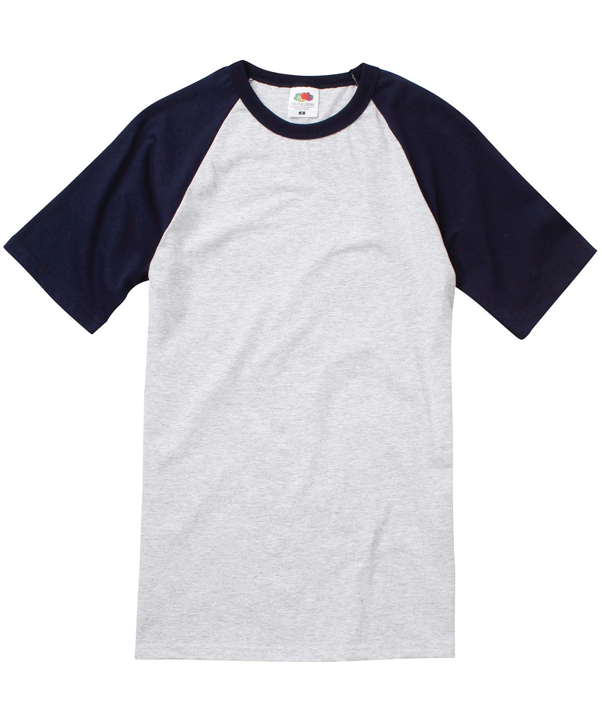 Fruit of the Loom Short sleeve baseball T - Heather Grey/Deep Navy / S - T-Shirts