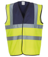 Yoko Hi-Vis 2-Band-And-Braces Waistcoat - Navy Yoke/Yellow / S - Vest: Yellow