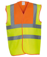 Yoko Hi-Vis 2-Band-And-Braces Waistcoat - Orange Yoke/Yellow / S - Vest: Yellow