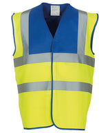 Yoko Hi-Vis 2-Band-And-Braces Waistcoat - Royal Yoke/Yellow / S - Vest: Yellow