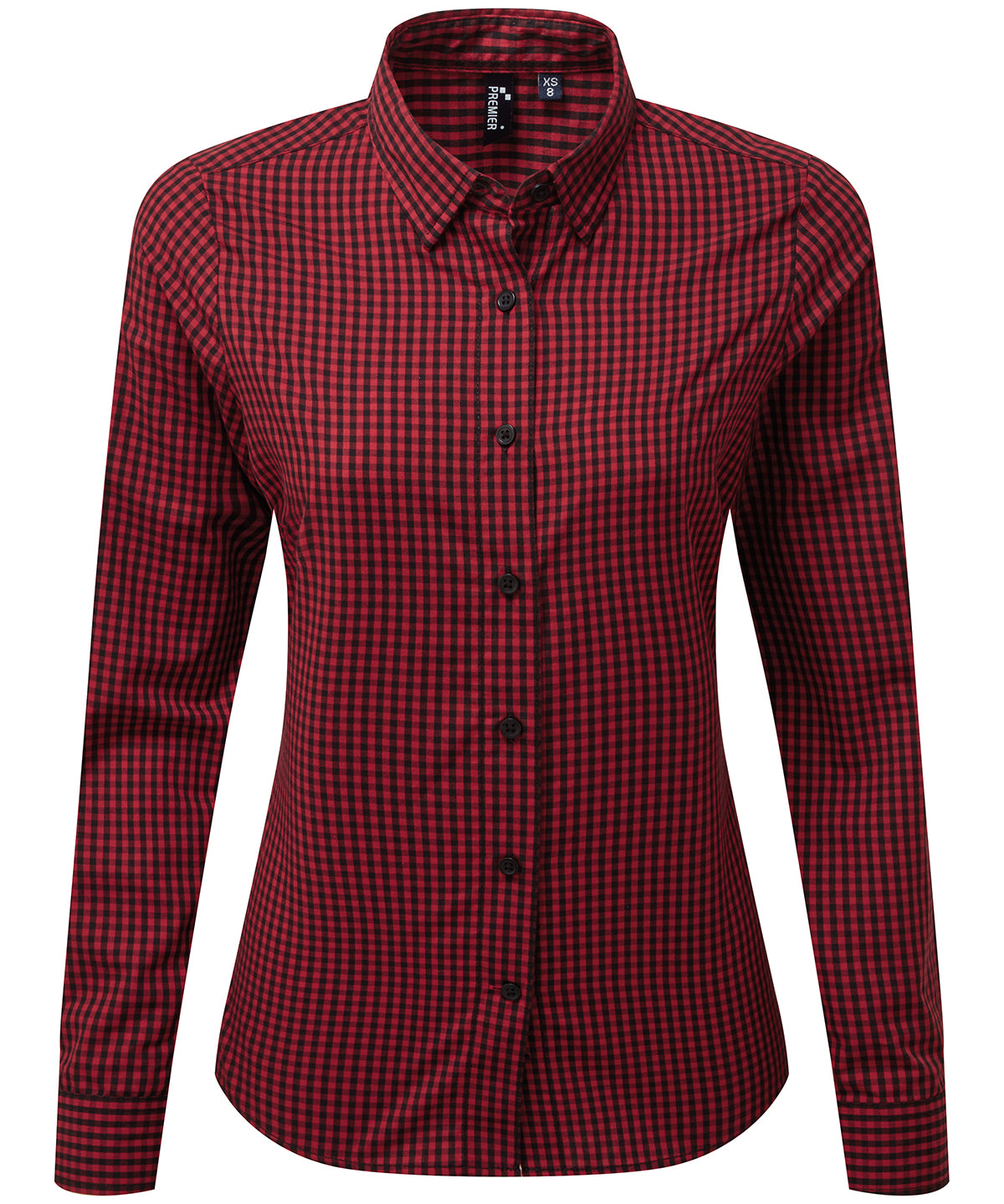 Premier Women’s Maxton check long sleeve shirt - Black/Red / XS - Blouses