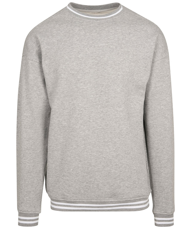 Build Your Brand College Sweat Crew - Heather Grey/White / S - Sweatshirts