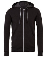 Bella Canvas Unisex Polycotton Fleece Full-Zip Hoodie - Dark Grey Heather / XS - Hoodies