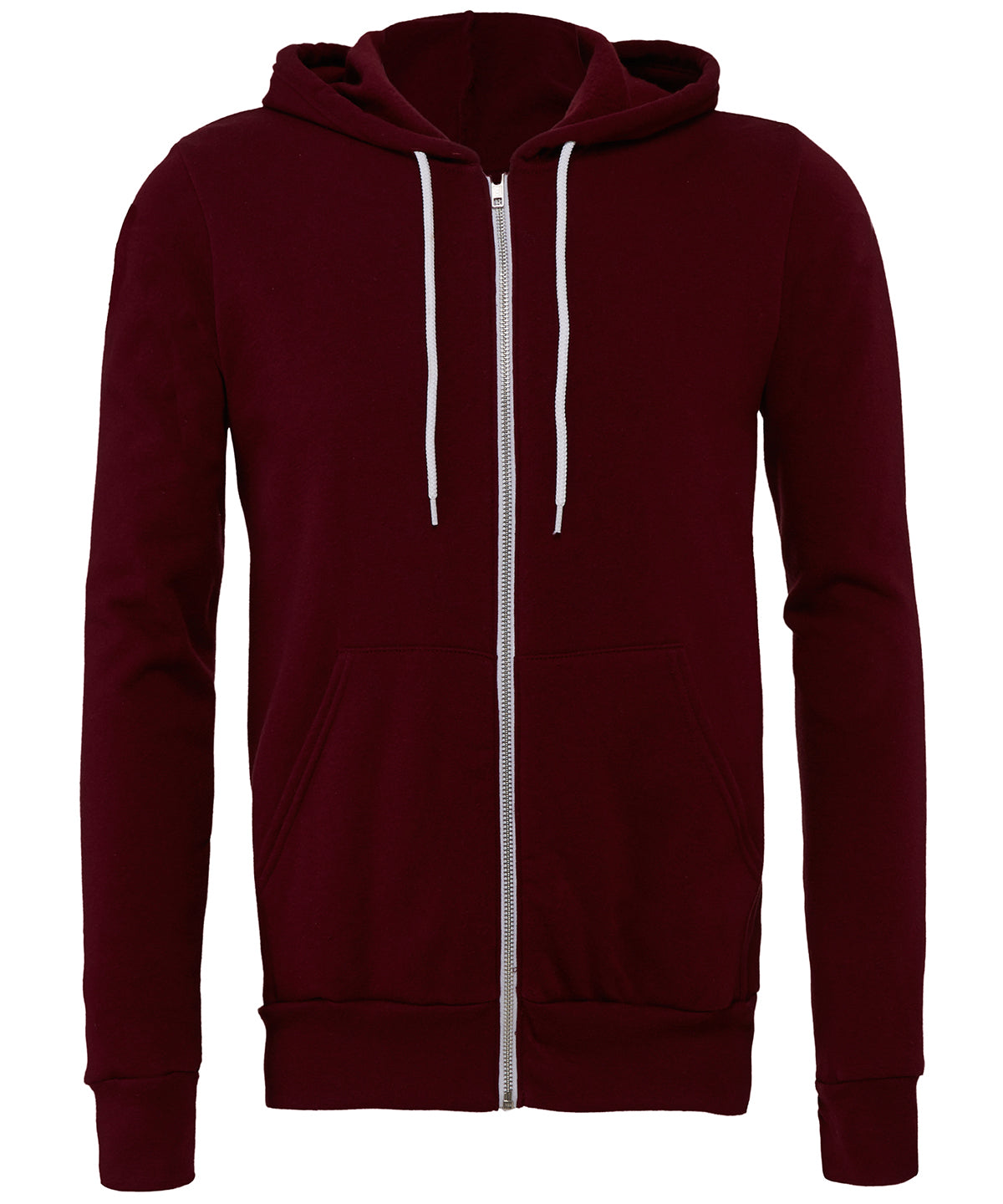 Bella Canvas Unisex polycotton fleece full-zip hoodie Maroon