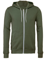 Bella Canvas Unisex Polycotton Fleece Full-Zip Hoodie - Military Green / XS - Hoodies
