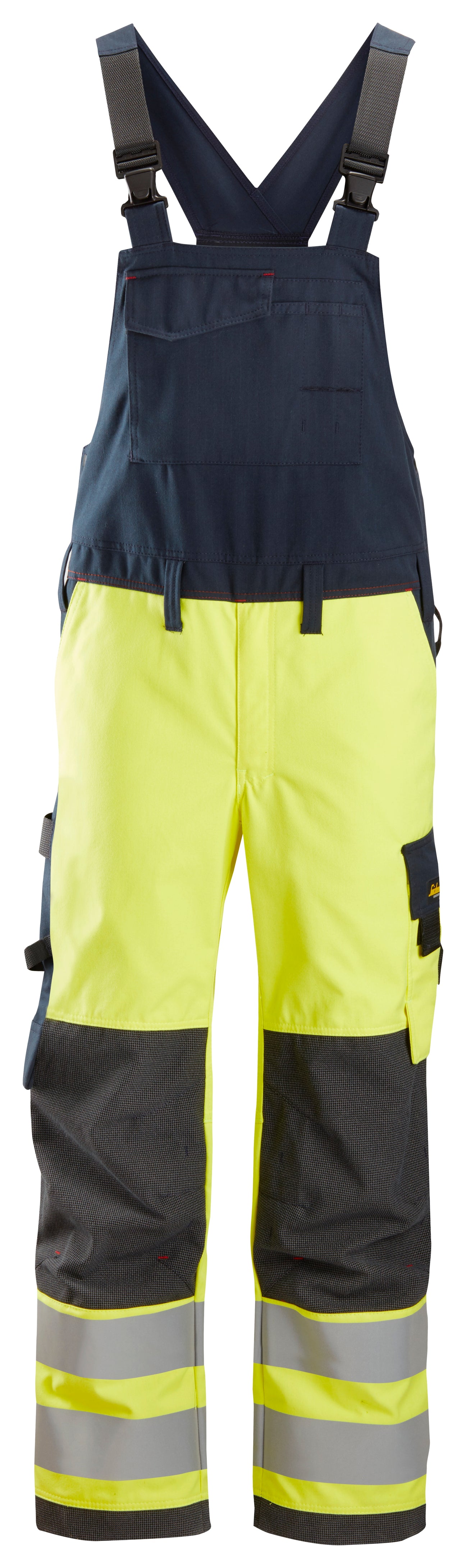 Snickers 6060 Protecwork Bib n Brace Hi-vis Class 2 - High Visibility Yellow - Navy / 30R (44) - Bib´n brace