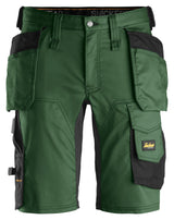 Snickers 6141 Allroundwork Stretch Work Shorts - Holster Pocket Durable Design - Forest Green\Black / 30R (44)
