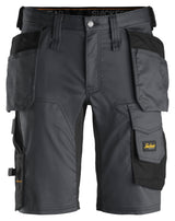 Snickers 6141 Allroundwork Stretch Work Shorts - Holster Pocket Durable Design - Steel grey\Black / 30R (44)
