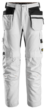 Snickers 6224 Allroundwork Canvas Stretch Trouser Holster pocket White\White - Regular / 30 (44) - Trousers