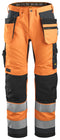 Snickers 6230 Allroundwork Hi-vis Trousers Holster pocket Class 2 Orange\Steel grey
