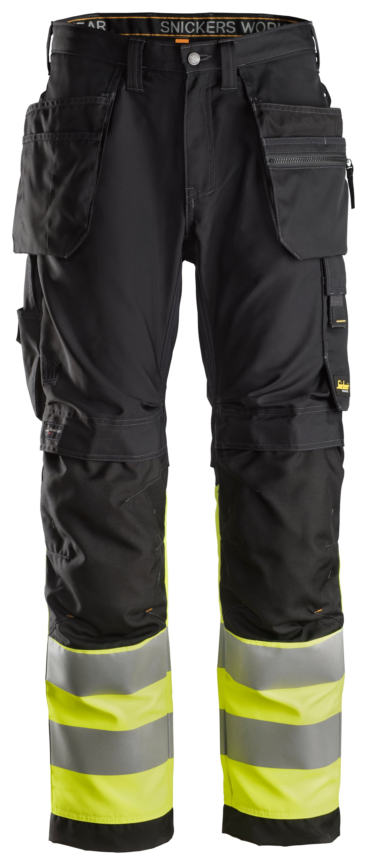 Snickers 6233 Allroundwork Hi-vis Trousers Holster pocket Class 1 Black\Hi-vis Yellow