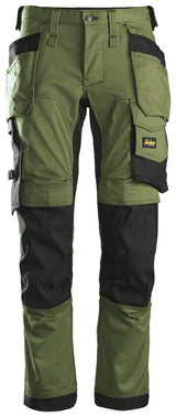 Snickers 6241 Allroundwork Stretch Trousers Holster pocket Khaki Green\Black - Regular / 30 (44)