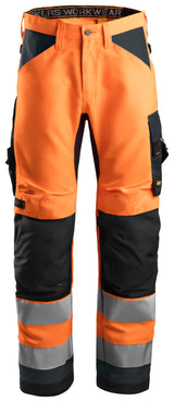 Snickers 6331 Allroundwork Hi-vis Work Trousers Class 2 Orange\Steel grey - Regular / 30 (44)