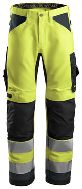 Snickers 6331 Allroundwork Hi-vis Work Trousers Class 2 Yellow\Steel grey - Regular / 30 (44)