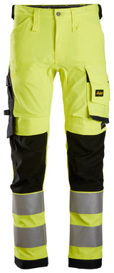 Snickers 6343 Hi-vis Class 2 Stretch Trousers Yellow\Black - Regular / 30 (44)