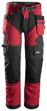 Snickers 6902 Flexiwork Trousers Holster pocket Chili red\Black - Regular / 30 (44)