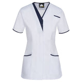 ORN 8200 - Tonia V-Neck Tunic White - Navy - 6 - Healthcare