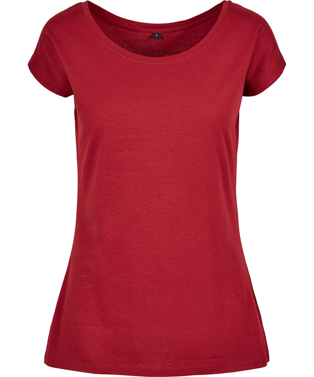 Build Your Brand Basic Womens Wide Neck Tee Burgundy
