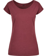 Build Your Brand Basic Womens Wide Neck Tee Cherry - XS - T-Shirts
