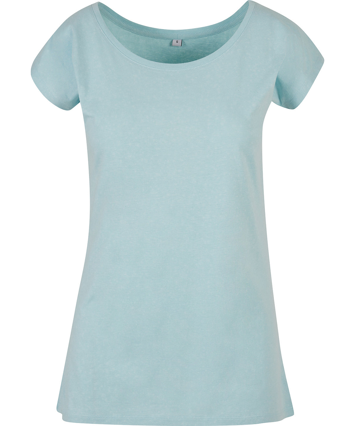 Build Your Brand Basic Womens Wide Neck Tee Ocean Blue