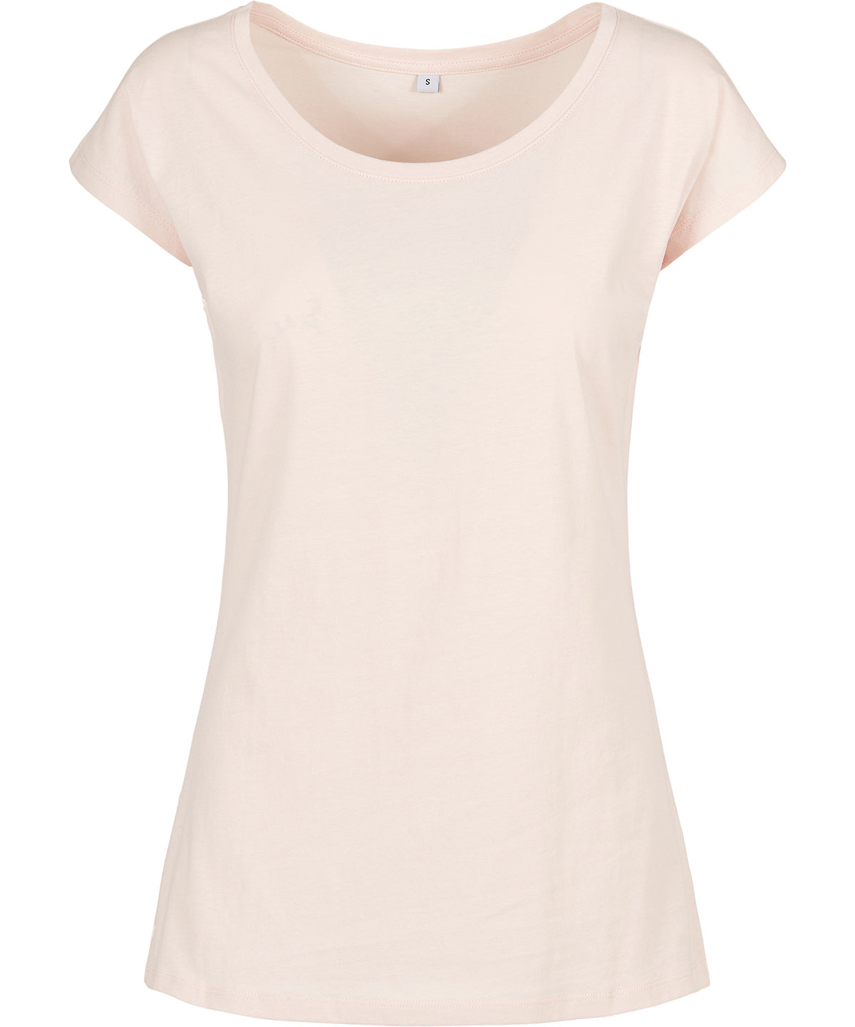 Build Your Brand Basic Womens Wide Neck Tee Pink